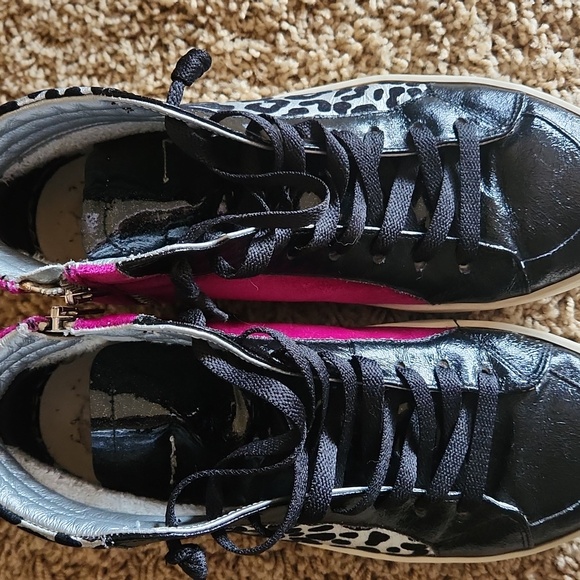 P448 Made In Italy Stylish Women's Leopard Print High-Top Sneakers With Zippers - Picture 7 of 16